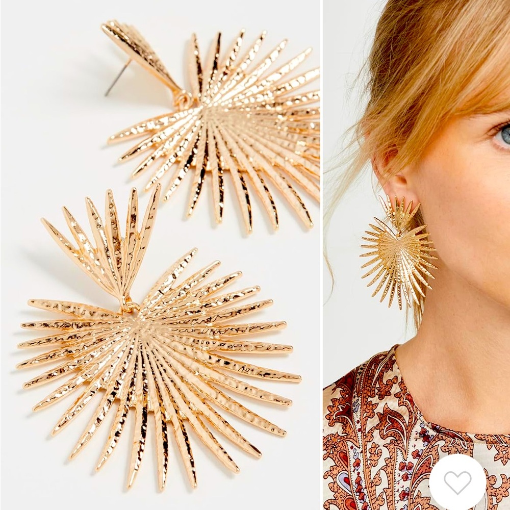 Shashi throne sunburst statement earrings gold, never worn
